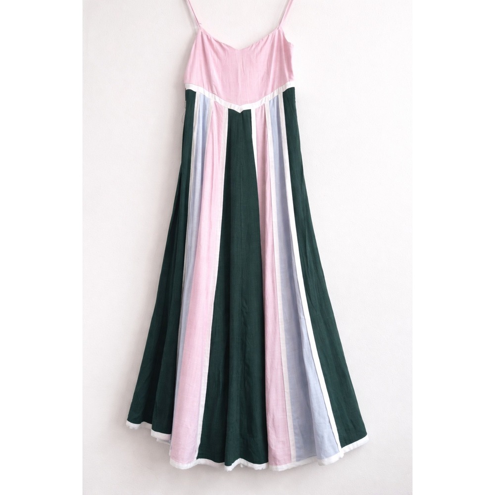 NEW Hyacinth House Baxter Maxi Dress XXS Multi Color Block Linen Blend AY870D